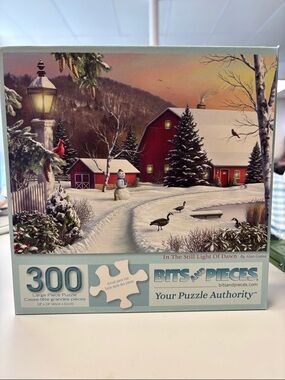 Bits and Pieces 300-Piece Winter Scene Puzzle - Red Barn